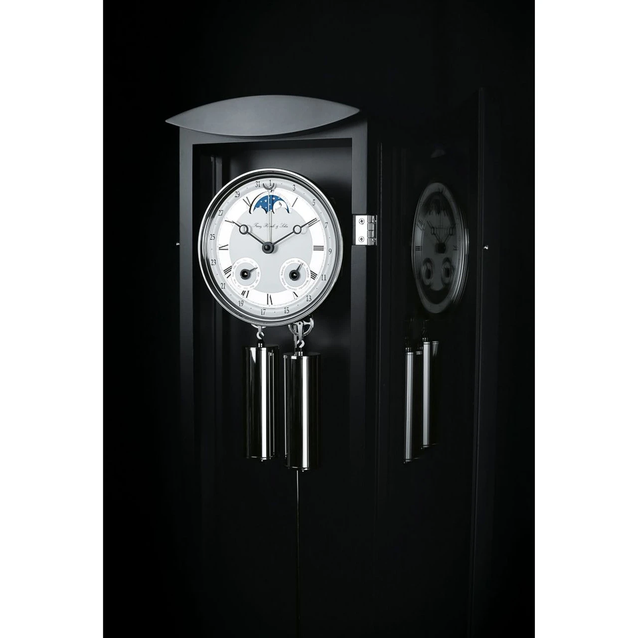 Hermle Regulator Mechanical 8-Day Cable Driven Black Wall Clock 70650-740058 2 Hermle Regulator Mechanical 8-Day Cable Driven Black Wall Clock 70650-740058 - Image 2