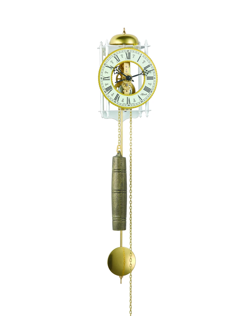 Hermle Mechanical Skeleton Wrought Iron White Wall Clock With Pendulum 70733-000711 1 Hermle Mechanical Skeleton Wrought Iron White Wall Clock With Pendulum 70733-000711