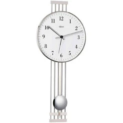 Hermle Highbury Nickel Silver Pendulum Quartz Wall Clock 70981-002200
