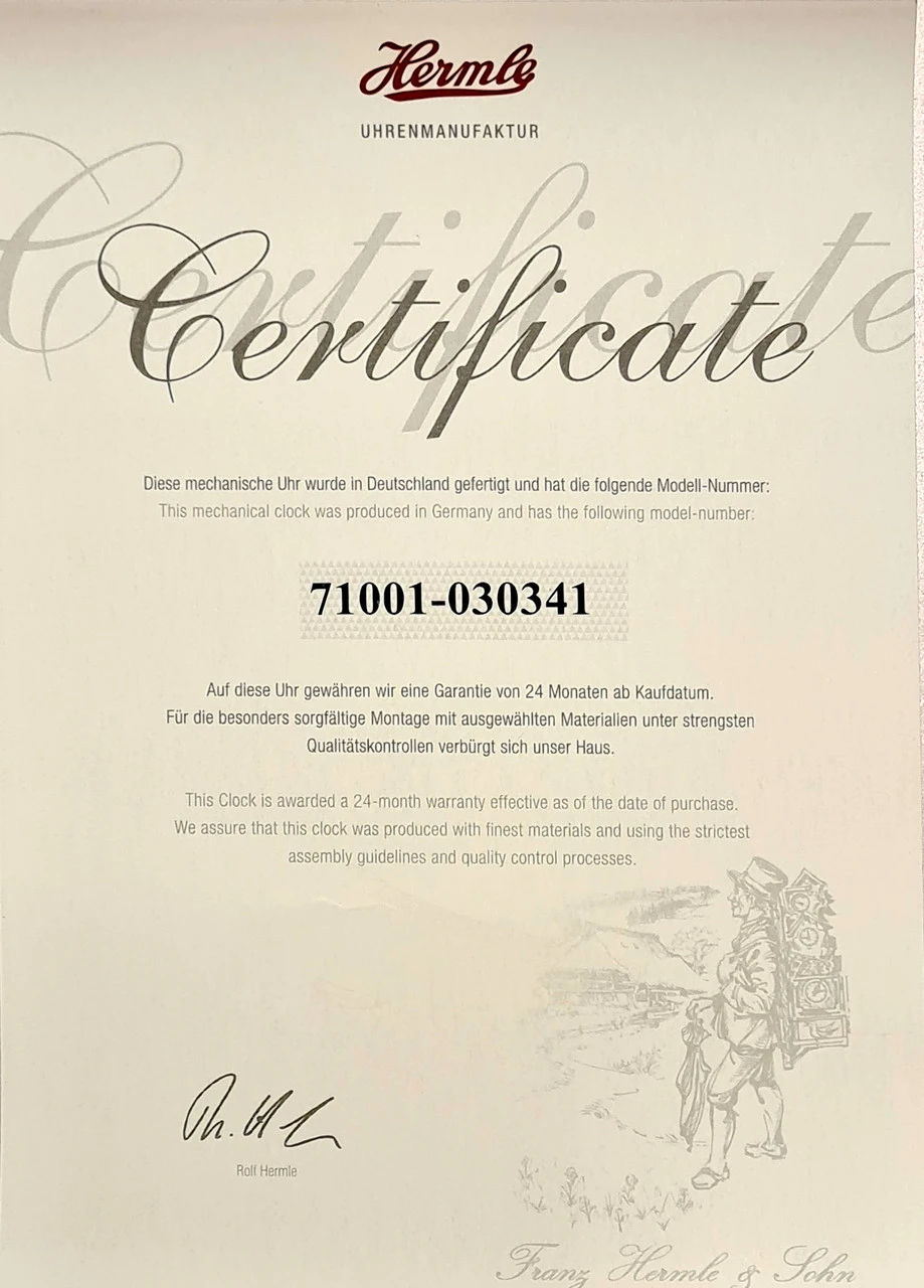 Hermle Mechanical Regulator Pendulum Westminster Chime Walnut Wall Clock 71001-030341 4 Hermle Mechanical Regulator Pendulum Westminster Chime Walnut Wall Clock 71001-030341 - Image 4