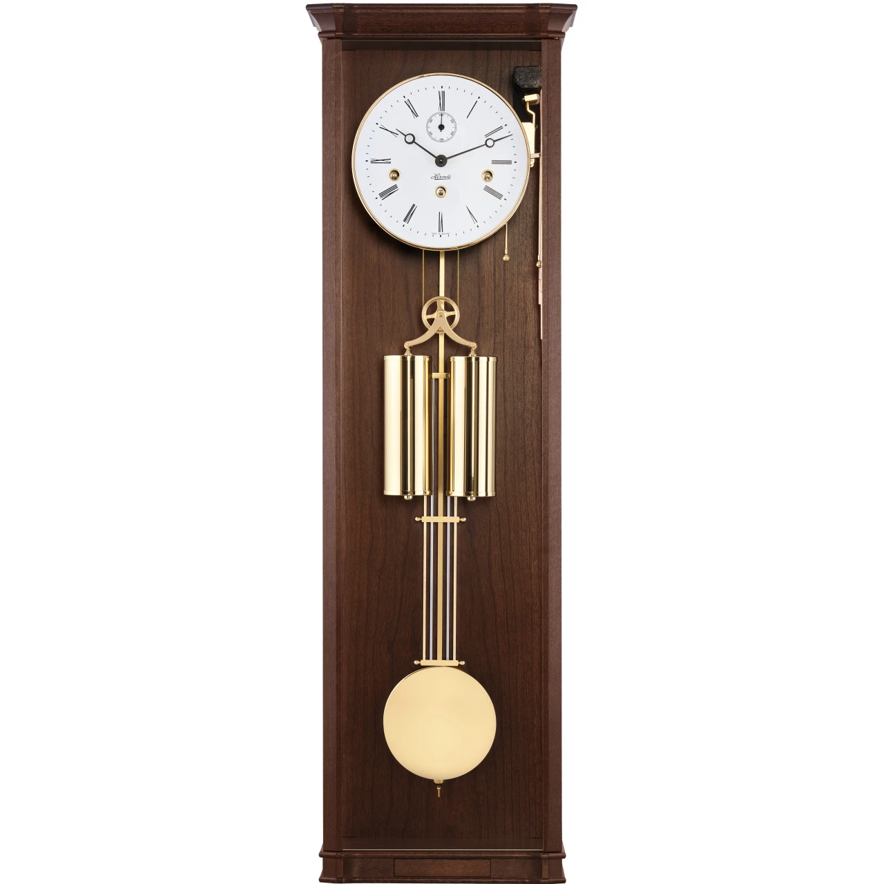 Hermle Regulator Mechanical Movement Melody Walnut Brass Clock 71008-030351 1 Hermle Regulator Mechanical Movement Melody Walnut Brass Clock 71008-030351