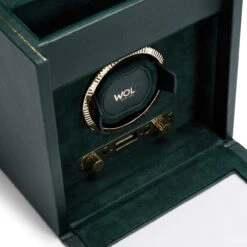 WOLF British Racing Green Single Watch Winder With Storage 792141 -Fashion Watch Shop 792141 3 98506.1616644173