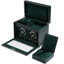 WOLF British Racing Green Double Watch Winder With Storage 792241 -Fashion Watch Shop 792241 3 81813.1616644514