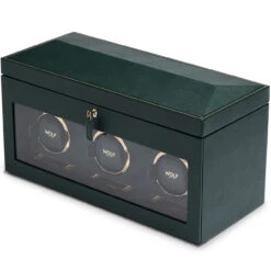 WOLF British Racing Green Triple Watch Winder With Storage 792341 -Fashion Watch Shop 792341 3 61213.1624132510