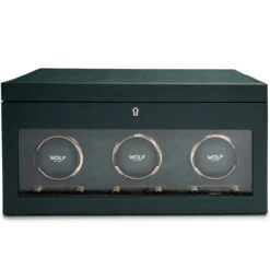WOLF British Racing Green Triple Watch Winder With Storage 792341 -Fashion Watch Shop 792341 52632.1624132510