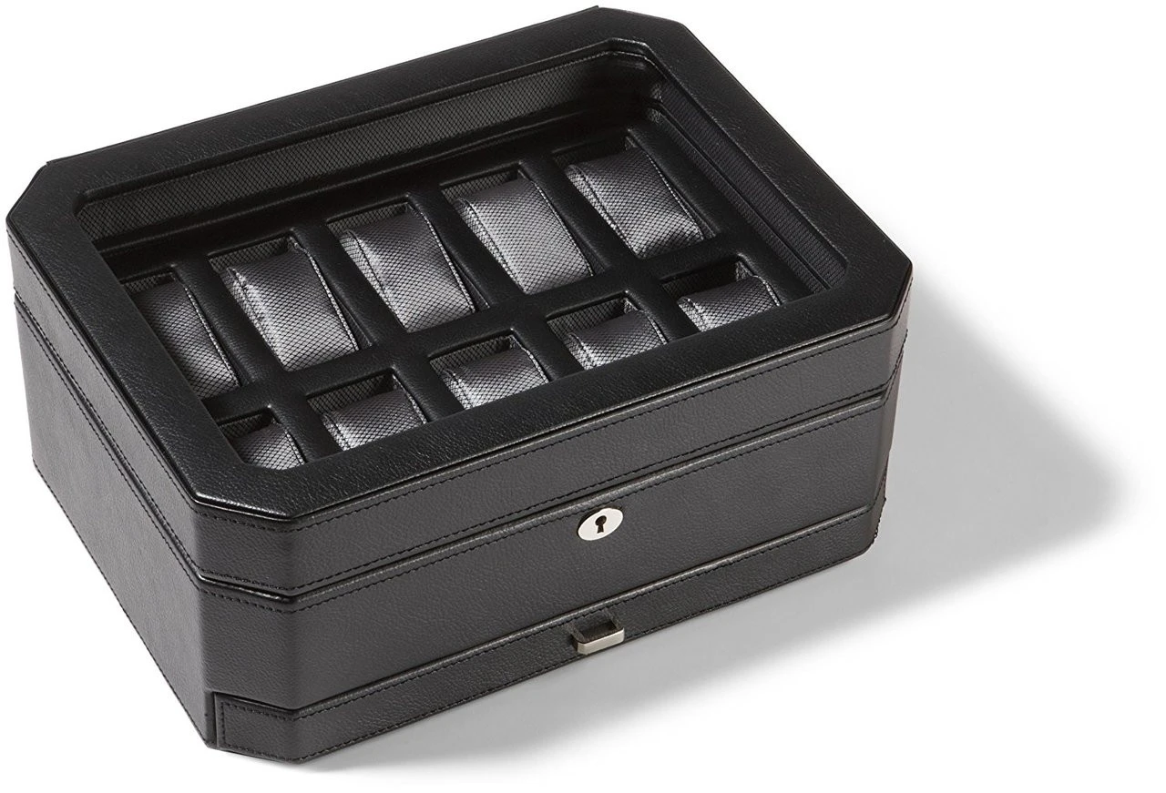 WOLF Windsor Black Watch Storage Box With Drawer For 10 Watches 4586029 2 WOLF Windsor Black Watch Storage Box With Drawer For 10 Watches 4586029 - Image 2