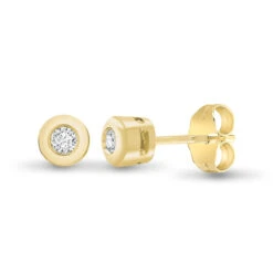 9ct Yellow Gold 15pts Rub Over Stud Earrings P702E9-001-015