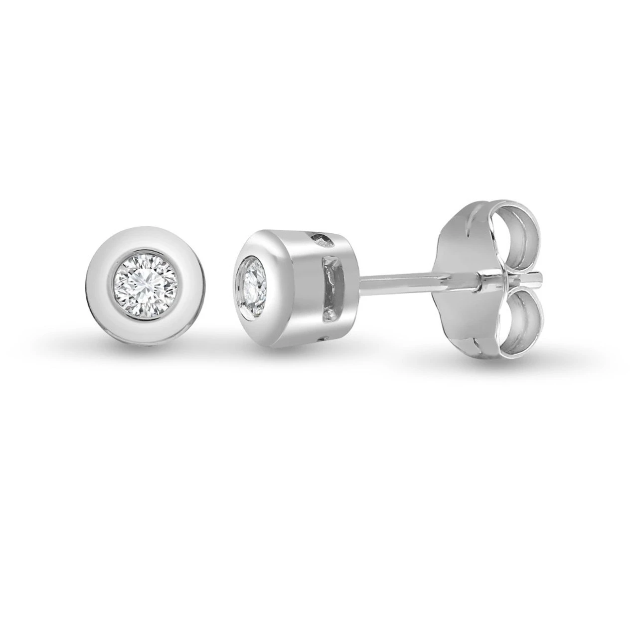 9ct White Gold 10pts Rub Over Stud Earrings P702E9-002-010 1 9ct White Gold 10pts Rub Over Stud Earrings P702E9-002-010