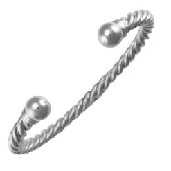 925 Sterling Silver Men's Twisted Torque 20cm Bangle P702012A