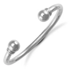 925 Sterling Silver Torque 18cm Bangle P702018A