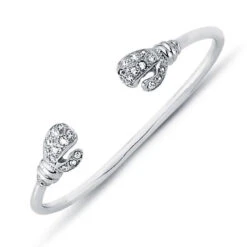 925 Sterling Silver Cubic Zirconia Set Boxing Glove Baby Children Bangle P702024