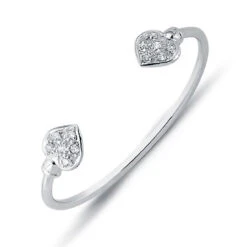 925 Sterling Silver Cubic Zirconia Set Heart Torque Baby Children Bangle P702026