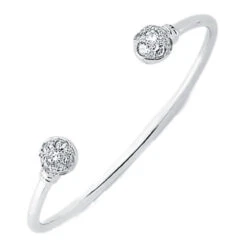 925 Sterling Silver Cubic Zirconia Set Torque Baby Children Bangle P702027
