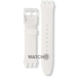 Swatch Watch Strap Soft Silicone White Rebel For ACSUOW701 With Free Battery