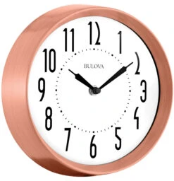 Bulova Cleaver Brush Copper Shatterproof Lens 21cm Wall Clock C4828