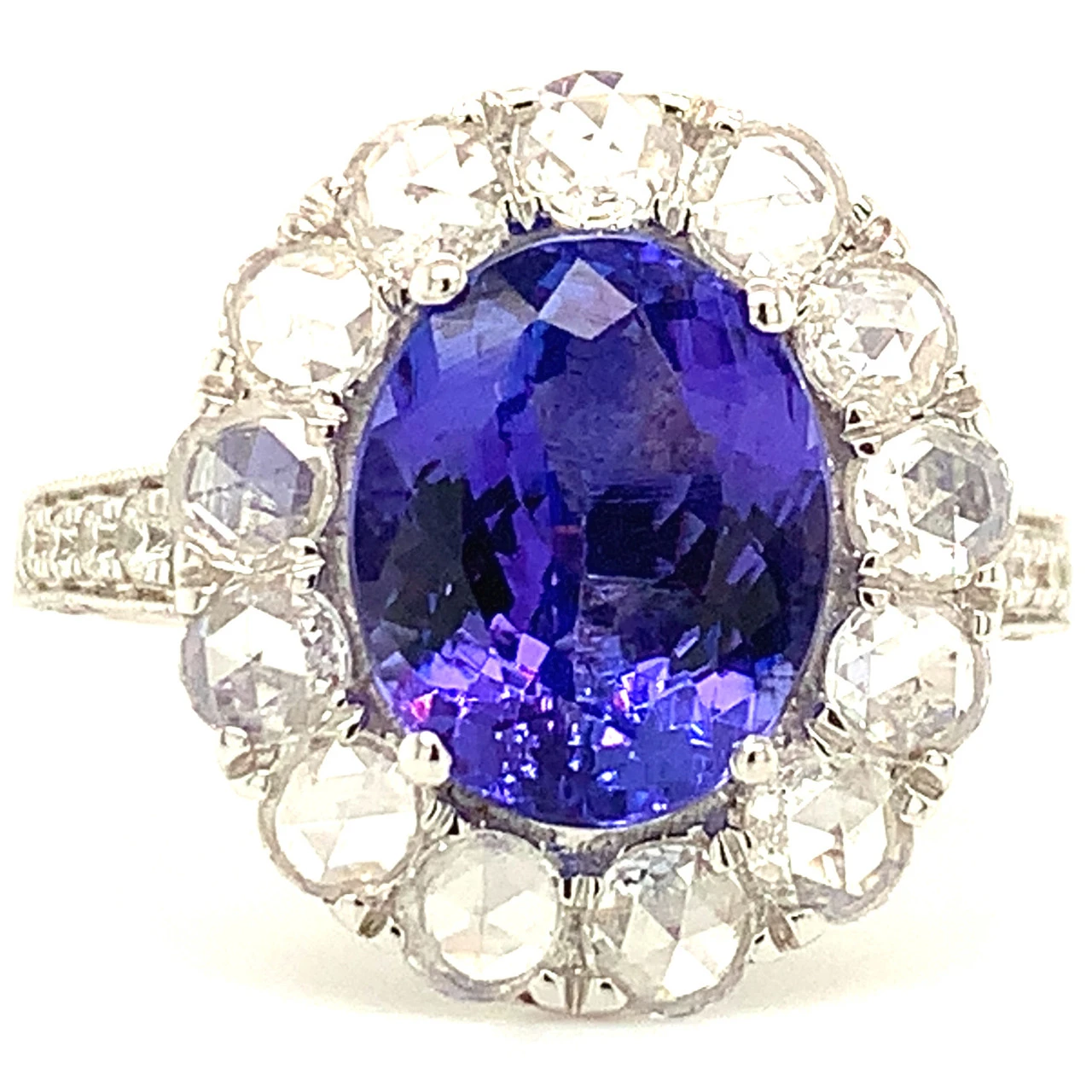 Fine Jewellery 18ct White Gold Tanzanite And Rose Cut Diamond Dress Ring CJ001 1 Fine Jewellery 18ct White Gold Tanzanite And Rose Cut Diamond Dress Ring CJ001