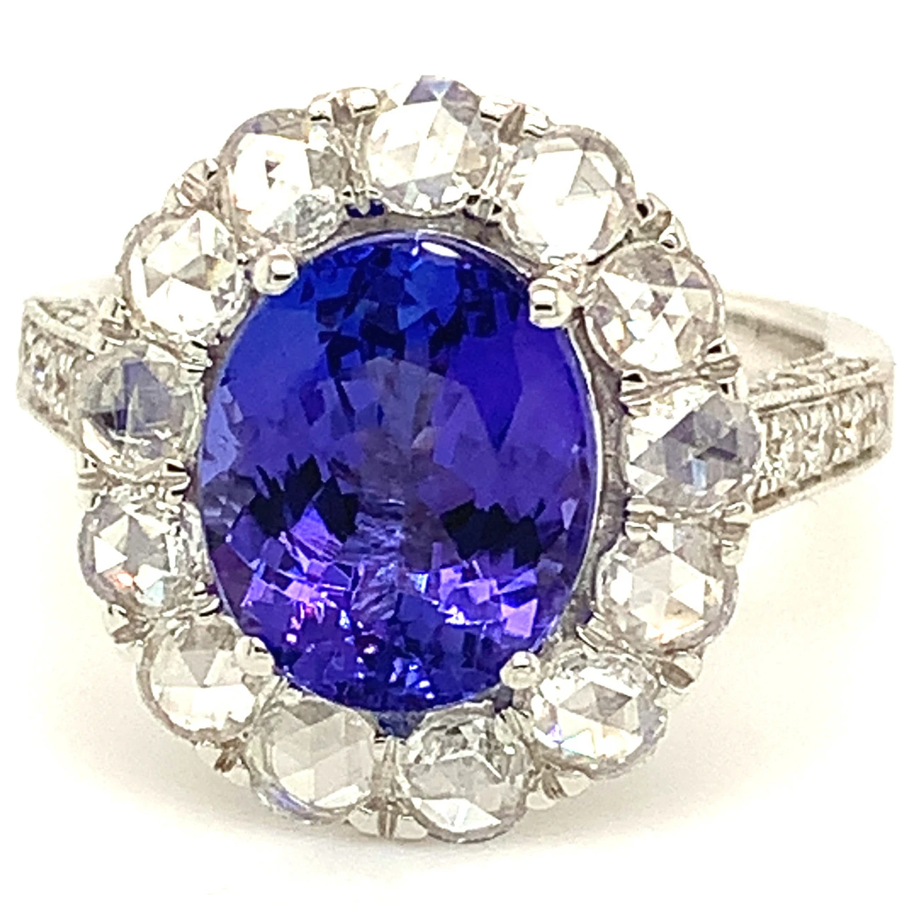 Fine Jewellery 18ct White Gold Tanzanite And Rose Cut Diamond Dress Ring CJ001 3 Fine Jewellery 18ct White Gold Tanzanite And Rose Cut Diamond Dress Ring CJ001 - Image 3
