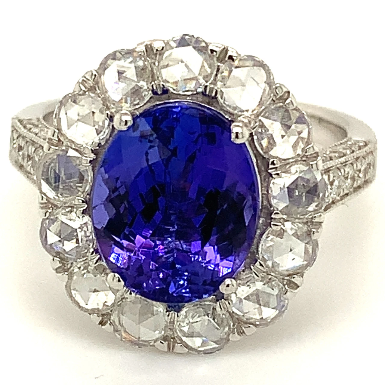 Fine Jewellery 18ct White Gold Tanzanite And Rose Cut Diamond Dress Ring CJ001 5 Fine Jewellery 18ct White Gold Tanzanite And Rose Cut Diamond Dress Ring CJ001 - Image 5