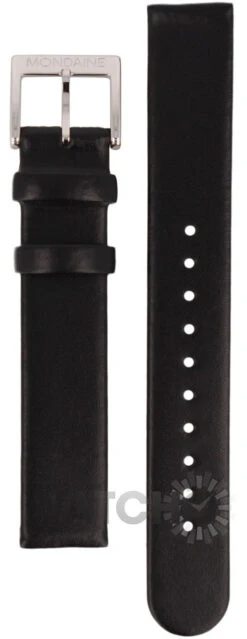 Mondaine Replacement Watch Strap Black Leather 18mm FE311820Q For Evo Watches With Free Pins
