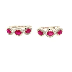 Fine Jewellery Ruby And Diamond 18ct White Gold Continental Lever Fitting Earrings G119 -Fashion Watch Shop G119 1 91012.1624525766