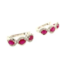 Fine Jewellery Ruby And Diamond 18ct White Gold Continental Lever Fitting Earrings G119 -Fashion Watch Shop G119 2 54940.1624525767