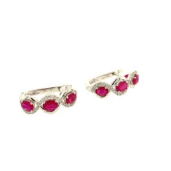 Fine Jewellery Ruby And Diamond 18ct White Gold Continental Lever Fitting Earrings G119 -Fashion Watch Shop G119 3 27495.1624525769