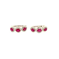 Fine Jewellery Ruby And Diamond 18ct White Gold Continental Lever Fitting Earrings G119