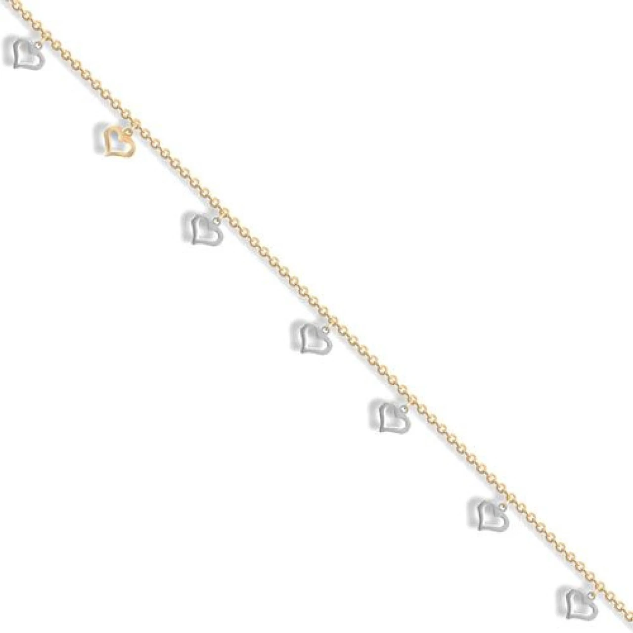 9ct Yellow And White Gold Chain With Heart Charms Bracelet P702315 1 9ct Yellow And White Gold Chain With Heart Charms Bracelet P702315