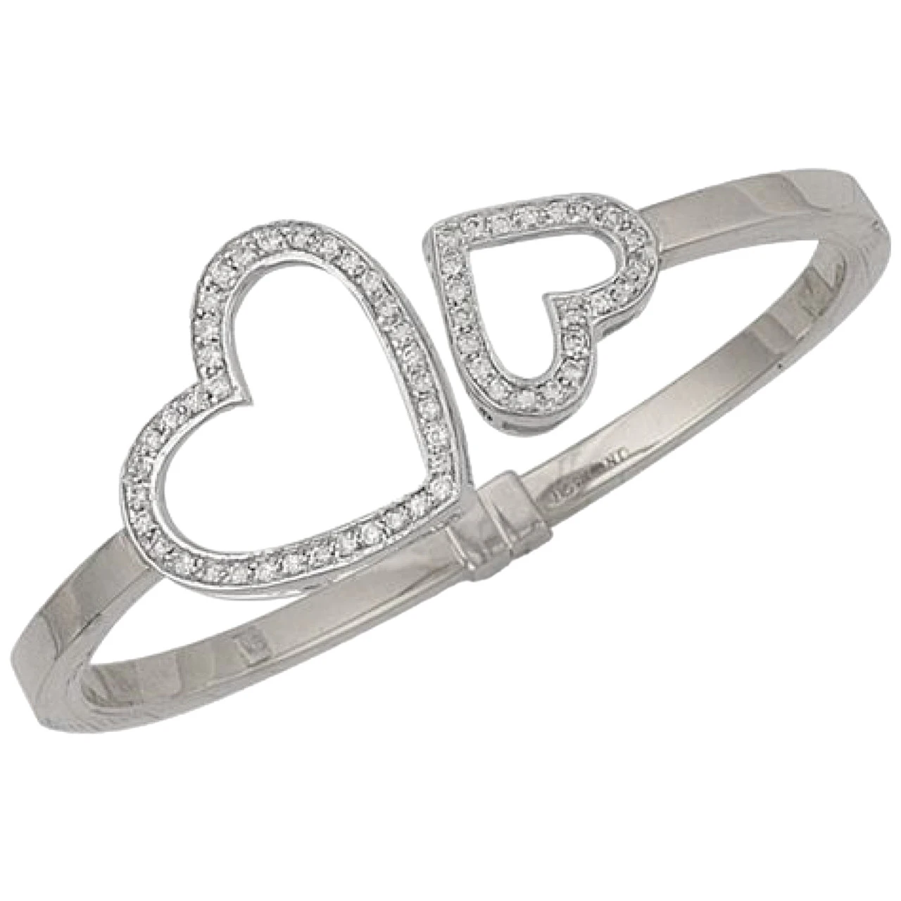 9ct White Gold Hinged And Cubic Zirconia Set Light Weight Heart Bangle P702235 1 9ct White Gold Hinged And Cubic Zirconia Set Light Weight Heart Bangle P702235