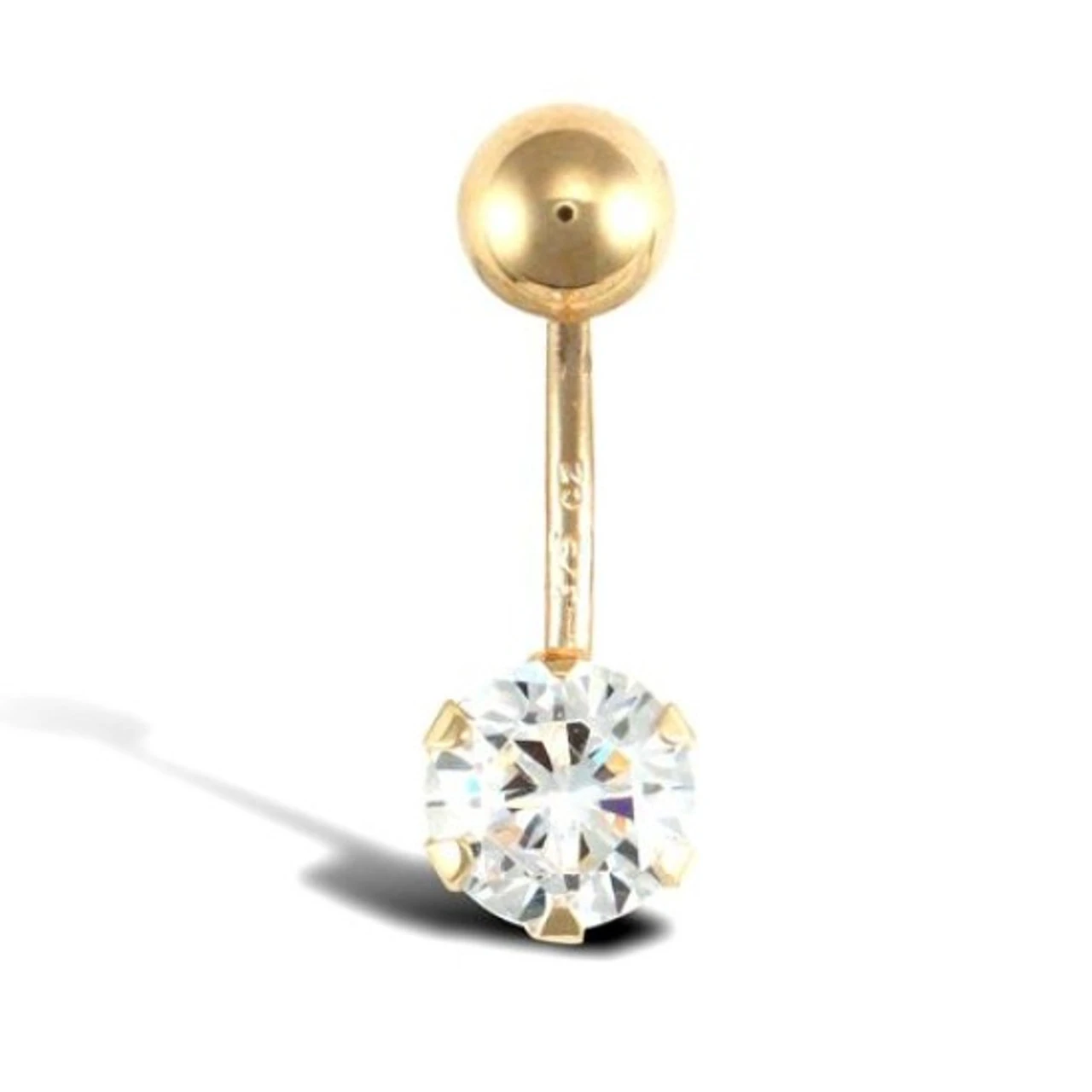 9ct Yellow Gold Cubic Zirconia Solitaire Belly Bar P702100 1 9ct Yellow Gold Cubic Zirconia Solitaire Belly Bar P702100