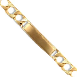 9ct Gold Cast Lizard And Polished ID Curb 8.5inch Bracelet P702003-8.5
