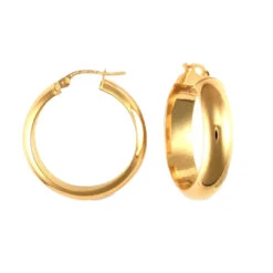 9ct Yellow Gold D-shaped Wedding Band Design 24mm Hoops P702-020