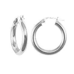 9ct White Gold Elegant 20mm Creole Hoops P702-127
