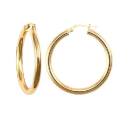 9ct Yellow Gold Polished Round-Tube 30mm Creole Hoops P702-179B
