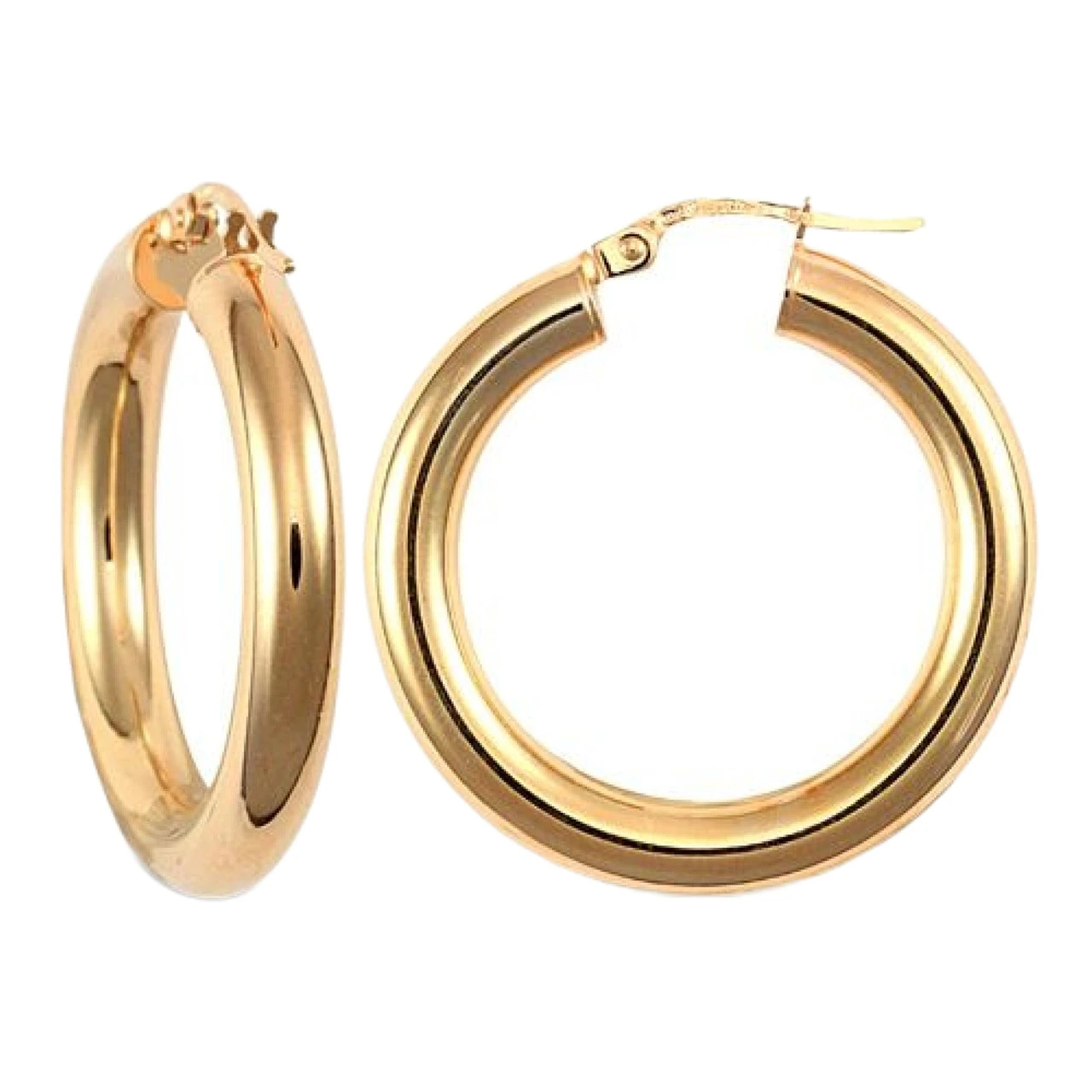 9ct Yellow Gold Polished Round-Tube 27mm Creole Hoops P702-181 1 9ct Yellow Gold Polished Round-Tube 27mm Creole Hoops P702-181