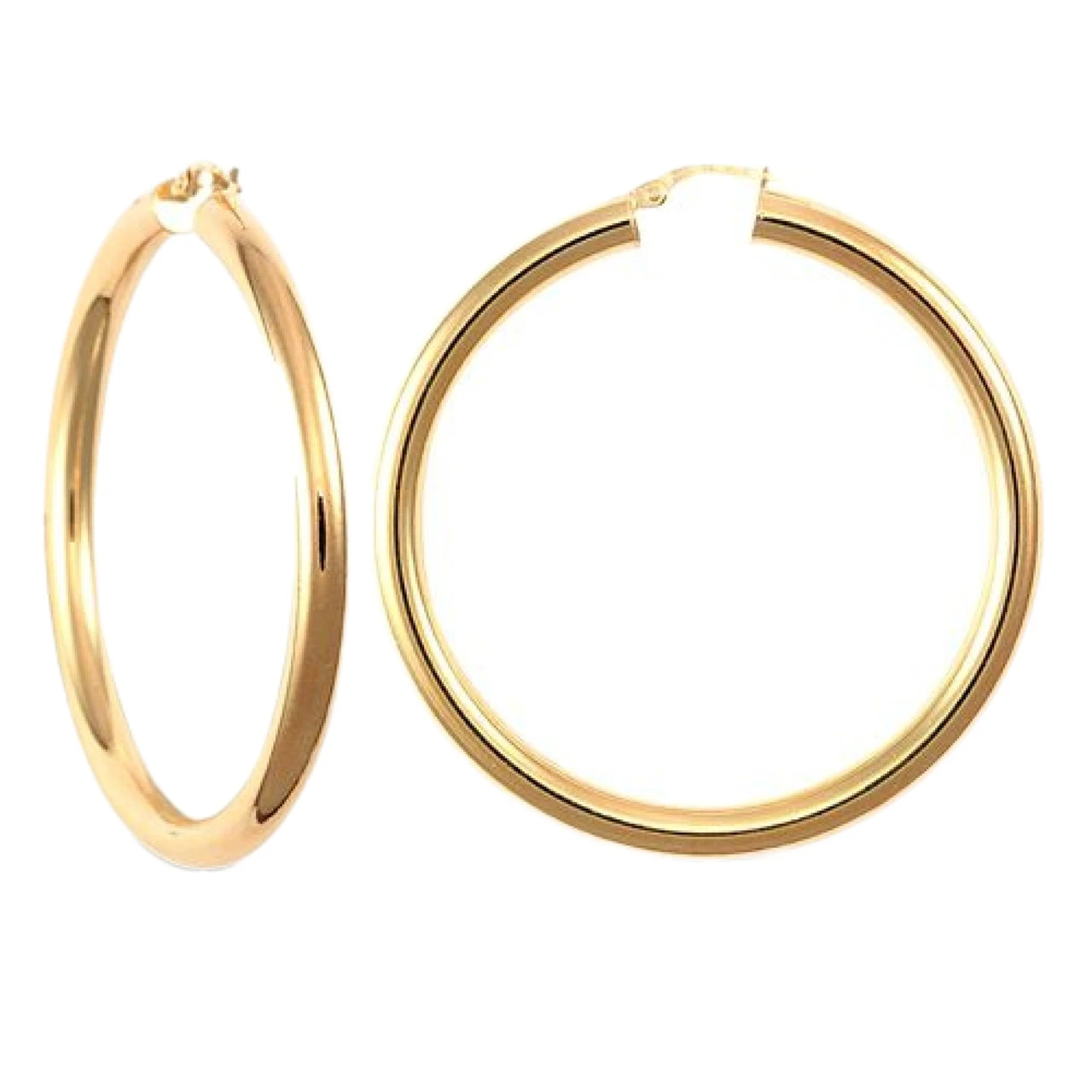 9ct Yellow Gold Polished Round-Tube 38mm Creole Hoops P702-182 1 9ct Yellow Gold Polished Round-Tube 38mm Creole Hoops P702-182