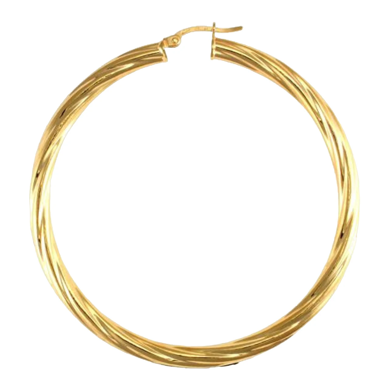 9ct Yellow Gold 4mm Round-Tube Twisted 57mm Creole Hoops P702-206 1 9ct Yellow Gold 4mm Round-Tube Twisted 57mm Creole Hoops P702-206