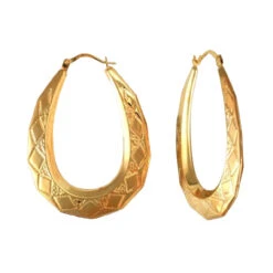 9ct Yellow Gold Pear-Shaped Diamond Cut Creole Earrings P702-277