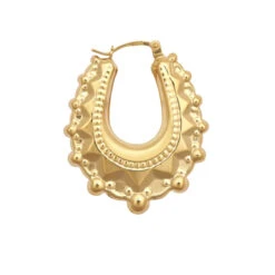 9ct Yellow Oval Spiked Creole Earring P702-306A