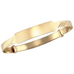 9ct Yellow Gold Solid Hand Finished Diamond Cut 3mm Children Baby Expanding ID Bangle P702012