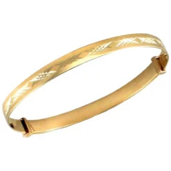 9ct Yellow Gold Flat Diamond Cut Solid Gold Children Baby Expanding Bangle P702066