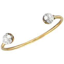 9ct Yellow Gold Children Baby Torque Bangle Encrusted With Cubic Zirconia P702072