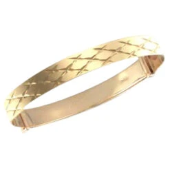 9ct Yellow Gold Flat Diamond Cut Solid Gold Children Baby Expanding Bangle P702077