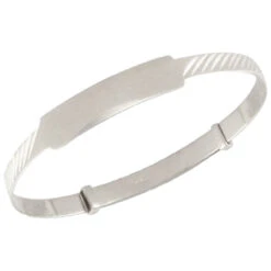 9ct White Gold Solid Hand Finished Diamond Cut 3mm Children Baby Expanding ID Bangle P702082