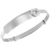 9ct White Gold Solid Flat Diamond Cut Children Baby ID Expanding Bangle With A Cubic Zirconia Set Heart P702083