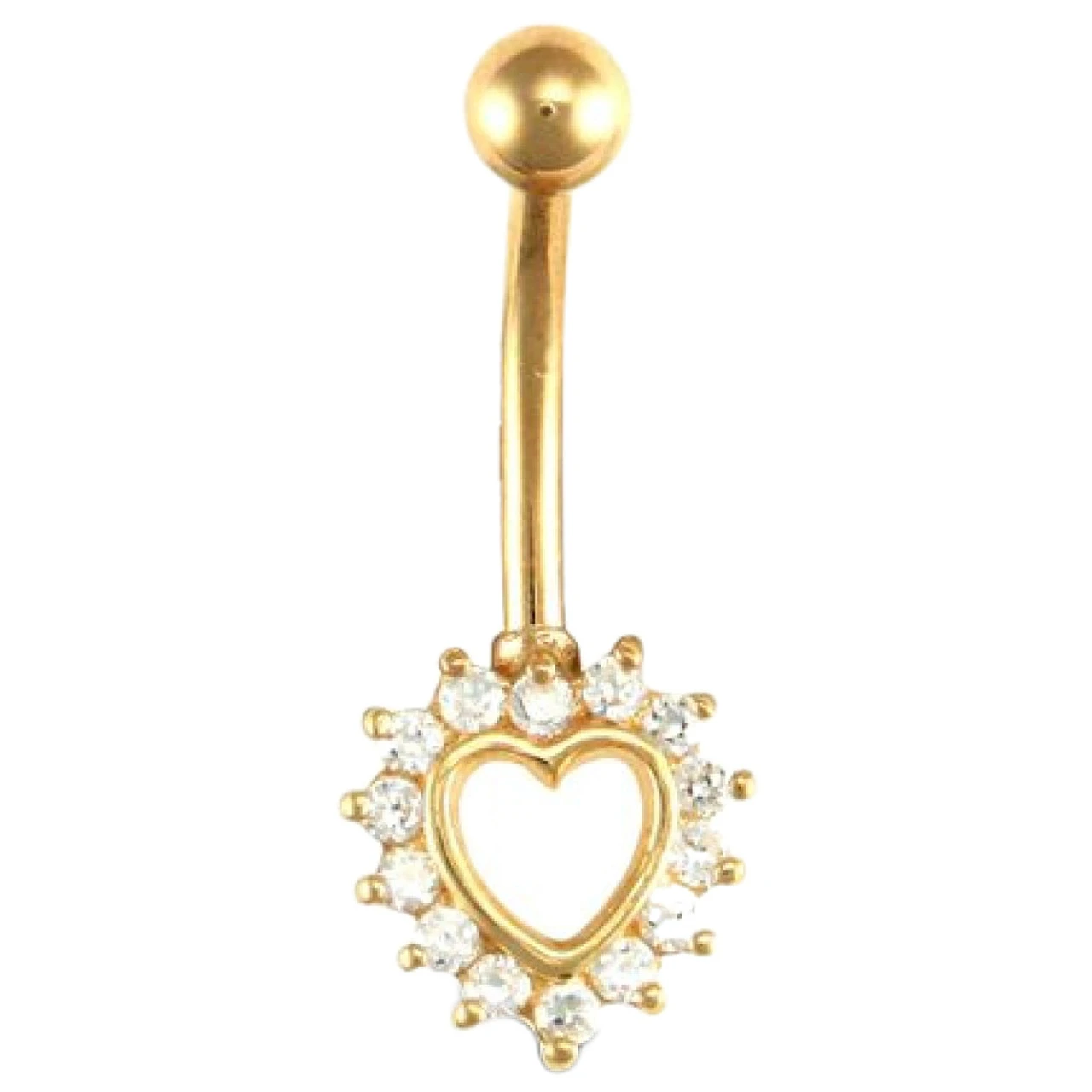 9ct Yellow Gold Cubic Zirconia Heart Belly Bar P702102 1 9ct Yellow Gold Cubic Zirconia Heart Belly Bar P702102