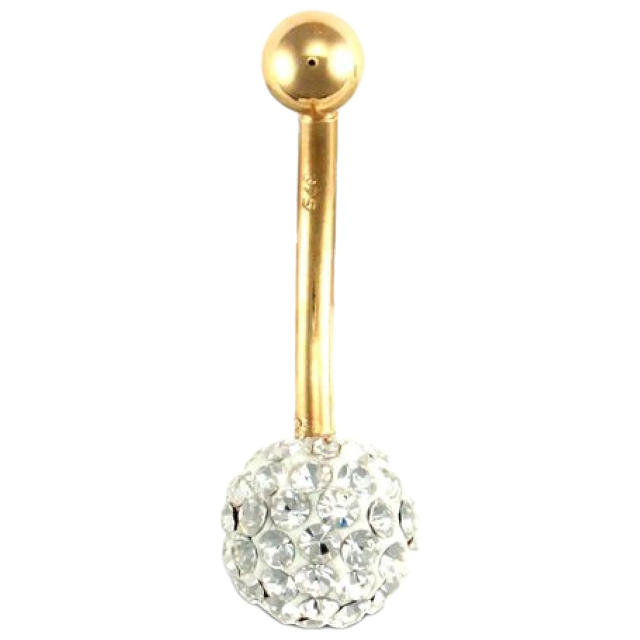 9ct Yellow Gold White Crystal Belly Bar P702106 1 9ct Yellow Gold White Crystal Belly Bar P702106
