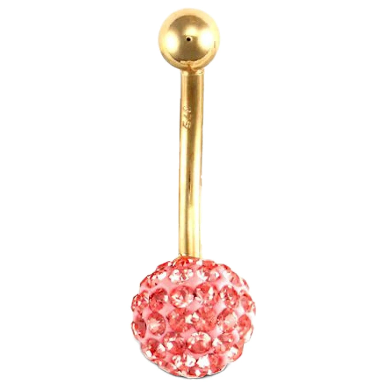 9ct Yellow Gold Baby Pink Crystal Belly Bar P702108 1 9ct Yellow Gold Baby Pink Crystal Belly Bar P702108
