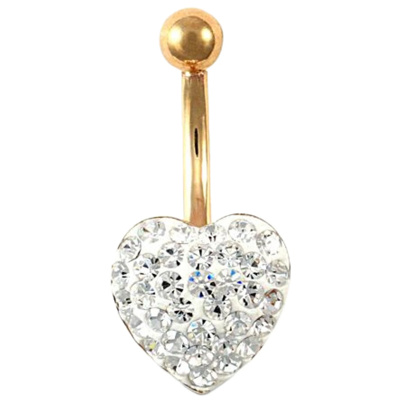 9ct Yellow Gold White Crystal Heart Belly Bar P702119 1 9ct Yellow Gold White Crystal Heart Belly Bar P702119