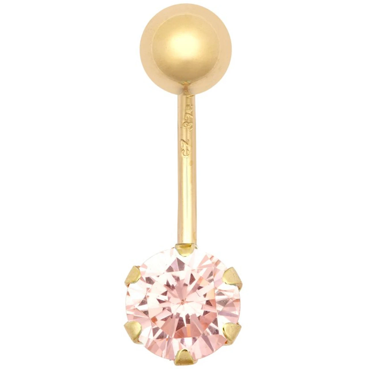 9ct Yellow Gold Pink Cubic Zirconia Belly Bar P702130 1 9ct Yellow Gold Pink Cubic Zirconia Belly Bar P702130